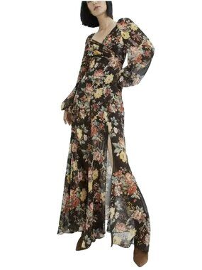 Veronica Beard $898 Silk Maxi Dress Avani Floral Chiffon Puff Sleeve Sz 2 NWT